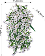 HyeFlora Artificial Flowers for Outdoors Fake Hanging Decoration, 2Pcs White Spring Summer Decor, Realistic Plants, UV & Fading Resistant Silk Flower for Porch Patio Balcony Planter Yard Home Garden
