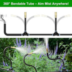 120FT Drip Irrigation System for Garden – Automatic Watering Kit with Solid Brass Metal Connectors, 360° Bendable Tubing &40 Adjustable Nozzles for Greenhouse, Lawn, Yard & Plants