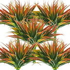 32 Pcs Artificial Grass Fake Plants 17.3in Outdoor Plastic Plants UV Resistant Greenery Fake Grass for Home Window Garden Office Patio Hanging Planter Pathway Front Porch Décor Red