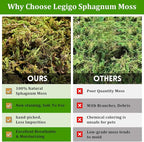 Legigo 2.6LB Sphagnum Moss for Reptile- 48QT Natural Reptile Moss Terrarium Moss Substrate, Snake Tank Moss Peat Moss Reptile Bedding for Snake, Gecko, Ball Python, Frog and Orchids Plants
