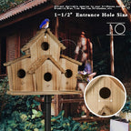 Bird House for Outside - Outdoor Birdhouse for Garden - Large Birdhouse Design for 4 Bird Families - Durable Hanging Birdhouses for Backyard, Patio, and Garden Decor