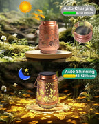 2 Pack Butterfly Solar Lanterns Outdoor Waterproof, Garden Decor Birthday Gifts for Women Mom Grandma Sister, Metal Hanging Solar Lights Outside Decorative for Backyard Patio Lawn Pathway Landscape