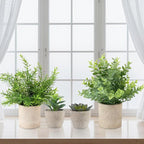ALAGIRLS 4 Pack Small Fake Plants, 10" Artificial Plants Indoor Eucalyptus/Rosemary/Succulents, Small Faux Plants in Pulp Pot,for Farmhouse Decor, for Bathroom Bedroom Kitchen Office Living Room Decor