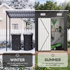 Aoxun 5x3FT Outdoor Storage Shed & Hardtop Canopy Gazebo Combo | 10x3FT Metal Lean to Shed, 2-in-1 Garden Bike Shed for Patio, Backyard, Deck, Black