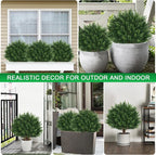 2Pack Artificial Cedar Topiary Ball Trees, 16'' UV Resistant Fake Evergreen Shrubs Bushes Plants with Ground Spike Fake Plants for Outdoor Indoor Front Porch Garden
