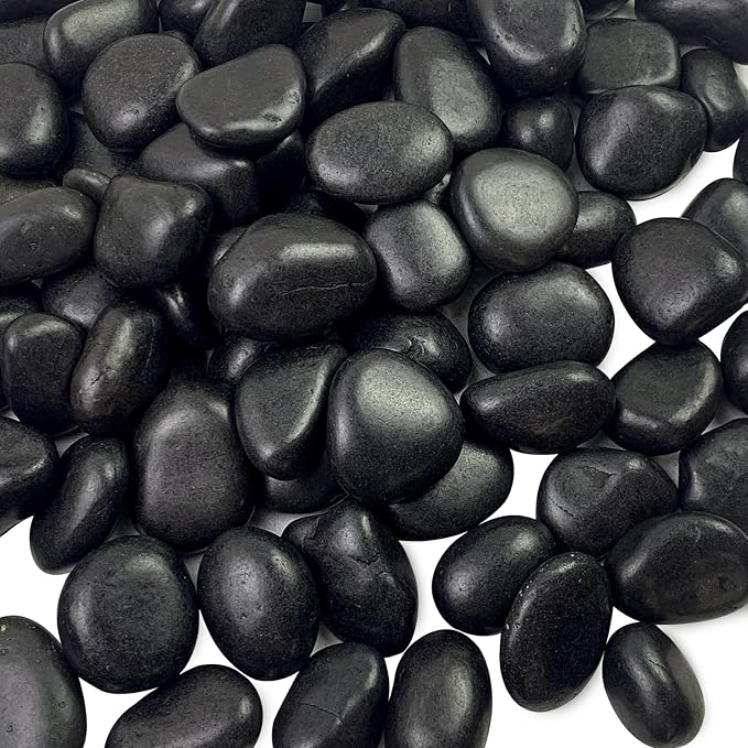 FANTIAN 10 lbs Black Rocks Pebbles for Plants, 1-2 Inch Polished Black River Rocks for Planter Garden Landscaping Vase Yard Walkway Home Décor Paving Fountain and Outdoor Decorative Stones