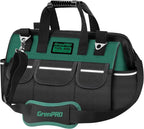 GrenPRO Tool Bag Organizer for Men, Wide Mouth Small Tool Bags,13.5 Inch Soft Handle Toolbox Organizer Storage, Large Zipper Electrician Tool Bag