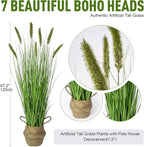 Artificial Cattail Reed Grass Plants Indoor ，Faux Cattail Grass Plant Artificial Plant Grass Outdoor,Fake Grass Tall Green Onions Fake Plant， Living Room Kitchen Office Decoration 47“1 Pcs