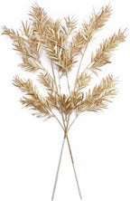 PASYOU Artificial Plants for Christmas Decor, Gold Fake Bamboo Plastic Grass Shrubs Leaves Indoor Outdoor Home Garden Party Hotel Verandah Wedding Event Faux DIY Decoration - 30 Inch Golden 2 Bunches