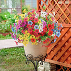 ATTGREAT Artificial Flowers Outdoors Spring Faux Flowers UV Resistant Fake Flowers Daisy Plastic Greenery Plnats Outside Bulk for Garden Hanging Planter Patio Porch Home Decor, 12 Bundles (Multicolor)