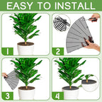 Newtay 4 Pcs Plant Pot Grid Soil Protector Covers Cuttable Flower Protector from Animals Cat Squirrel Digging Stopper Plant Pot Cover with Stake for Indoor Outdoor Gardening (20.5 +11.8 Inch,Black)