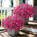 Ivydale 24 Bundles Artificial Flowers for Outdoors Faux Plants Spring Outdoor Decor Faux Silk Morning Glory with Eucalyptus Realistic UV Resistant for Outside Planters Porch Patio Garden Home Decor