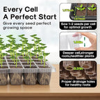BlumWay Seed Starter Tray with Grow Light,2 Pack 80 Cells Seedling Tray Kit with Humidity Dome/Indoor Plant Starter Kit, Adjustable Brightness Plant Germination Trays-Black