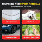 Stainless Steel Water Hose | Heavy Duty Metal Garden Hose with Nozzle | Kink Free, Anti Rust | Flexible and Lightweight Water Pipe for Gardening | Available in Different Sizes | HydroPro