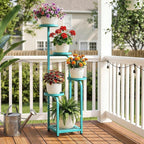 TOSKING 5 Tier Tall Plant Stand Indoor Outdoor,Anti-Tip Plant Stand indoor, Wide Base for Pots, Child and Pet Friendly,Heavy Duty Corner Shelf for Plants & Decor, Space Saving ,Tiered Metal Flower Pot Stand for Balcony, Garden, Living Room, Patio (Blue...