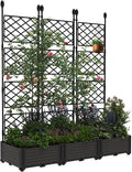 Garvee Raised Garden Bed with Trellis 3-Pack - 48" l x 16" w x 63" h Plastic Vertical Planter Box for Climbing Plants, Outdoor Privacy Screen for Patio, Balcony, Backyard - Sturdy & Lightweight