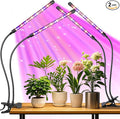 2 Head 2 Pack LED Plant Grow Light with Flexible Gooseneck, Suitable for Indoor Plants, Full Spectrum Clip on Plant Growing Light with Red, Blue, Yellow Beads, 10 Brightness Levels, 3/9/12H Auto Timer