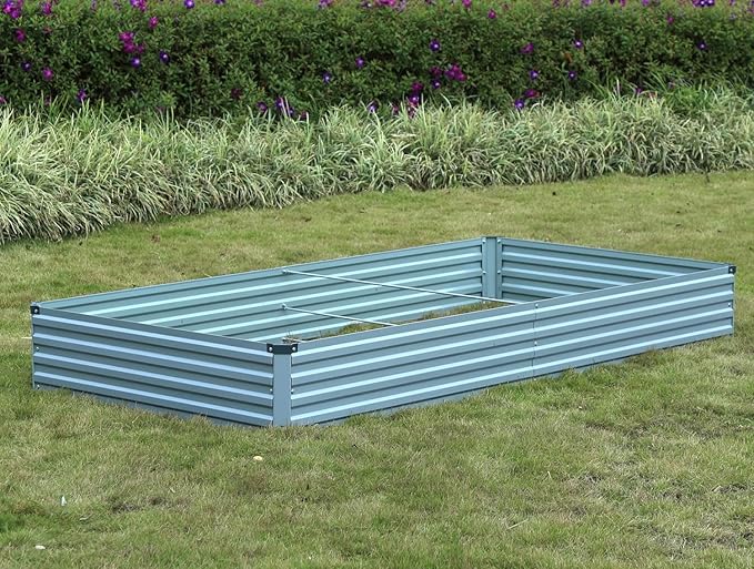 Meberam 2 Pack 6x3x1FT Galvanized Raised Garden Beds Kit Outdoor Metal Gardening Planter Box for Vegetable Elevated Flower Herbs,Gray