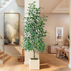 Bailikang 6FT Artificial Ficus Trees Indoor Faux Trees Indoor Fake Floor Plants Tall Artificial Tree with White Pot Faux Tree Fake Indoor Tree Silk Plants Artificial Trees for Home Decor Indoor