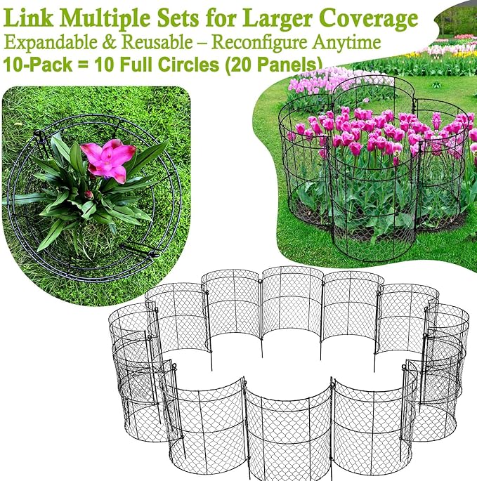 10 Pack Heavy-Duty Chicken Wire Plant Cloches, 14"x16" Chicken Wire Plant Protectors, Rustproof Metal Garden Cages to Shield Seedlings, Flowers & Vegetables from Animals