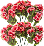 lovemoon 8 Pcs Artificial Geranium Plant Realistic Silk Flowers for Outside UV Resistant Faux Geraniums Flowers for Indoor Outdoor Home Garden Office Decoration (8, Peach)