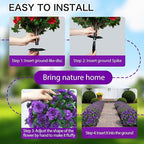 Artificial Flowers for Outdoors, Faux Outdoor Plants Fake Plants Topiary Balls Artificial Outdoor Set of 2 with Ground Spike for Home Front Porch Patio Garden Decor (Purple)