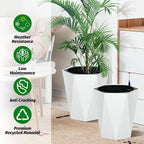 16 in Self Watering Planters Set of 2, Tall Diamond Design, with Water Level Monitor, Indoor Outdoor Flower Pots for Patio, Porch, Living Room, Home Office