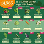 Seedphony 25 Gourmet Garden Vegetable Seeds Variety Pack - 14,965+ Non-GMO Heirloom Vegetables Seeds for Planting Indoor&Outdoor Home Garden Seeds - Gardening Seed Packets for Planting Vegetable Seeds