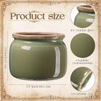 7.7" Large Ceramic Plant Pot Country Green Vintage Planter Crackle Glaze Decorative Farmhouse Flowers Pot with Drainage for Indoor Outdoor Plants Home Shelf Kitchen Office Patio Decor Gift