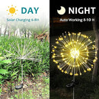 JJGoo Solar Firework Lights, 2 Pack 150 LEDs 2 Lighting Modes Solar Lights Outdoor Waterproof for Garden Patio Walkway Pathway Party Wedding Christmas Decorative - Warm White