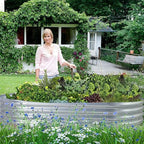 Land Guard Galvanized Raised Garden Bed Kit, Galvanized Planter Garden Boxes Outdoor, Oval Large Metal Raised Garden Beds for Vegetables…………