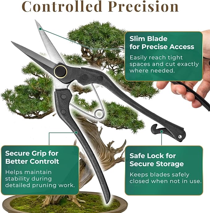 Wablade Japanese-Made Double-Edge Bonsai Pruning Shears, Precision Bud Scissors for Clean, Smooth Cuts on Soft Stems, Hand Pruner for Flowers & Plants, 5mm Capacity (Double-blade)