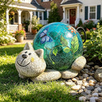 Afirst Solar Garden Statues Outdoor Figurines - Cat Lawn Ornament with Solar Lights Cracked Glass Outdoor Decor for Patio Yard Decorations