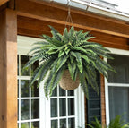 Senjie Artificial Boston Fern 2 Set 48Inch Large Fake Ferns for Outdoors Faux Plant with 55 Fronds for Home Living Room Office Decor