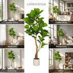 5ft Artificial Fiddle Leaf Fig Tree Tall Large Realistic Fake Ficus Lyrata Plant for Indoor Home Decor Office Living Room Floor Plant Modern Farmhouse Silk Tree 60 Inch Pet Safe Maintenance Free