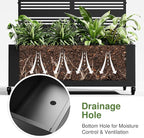 Casaphoria Metal Raised Garden Bed with Trellis and Wheels, 72"x47"x16" Planter Box for Climbing Plants, Vegetables & Vines, Features Drainage Holes and Privacy Screen (Black-Spring)