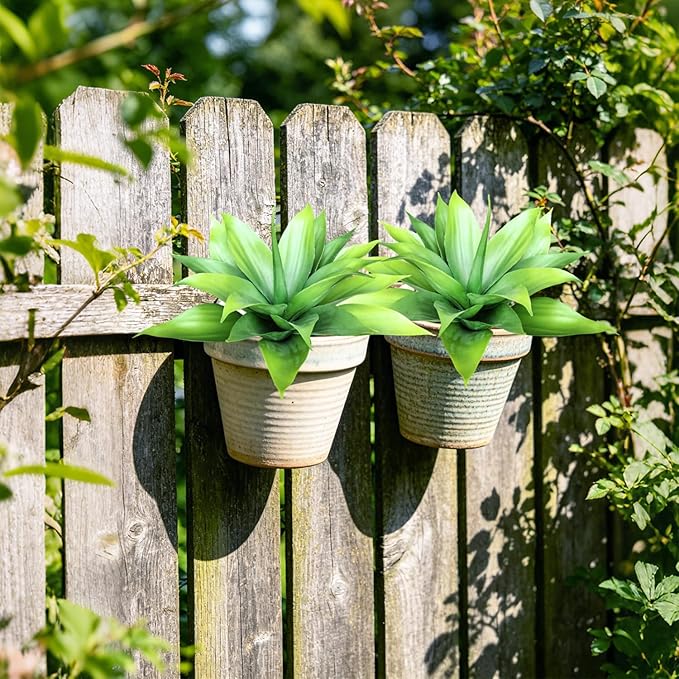 Artificial Agave Plants, 13.8Inch Realistic Faux Plant for Indoor Outdoor Home Decor, Green