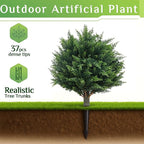 PATIO CHOICE Topiary Trees Artificial Outdoor Cedar Ball Trees with Ground Spike Set of 2 22" Fake Outdoor Plants Faux Bushes and Shrubs Decorations for Outdoor Indoor Front Porch Garden
