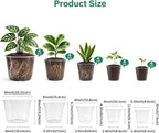 Bluepro 20 Pack 8/6/5/4/3.5 Inch Reinforced Large Clear Nursery Pots with Drainage Hole, Transparent Variety Pack Plastic Plant Pot for Vegetable Propagation, Root Cutting, Seed Starting