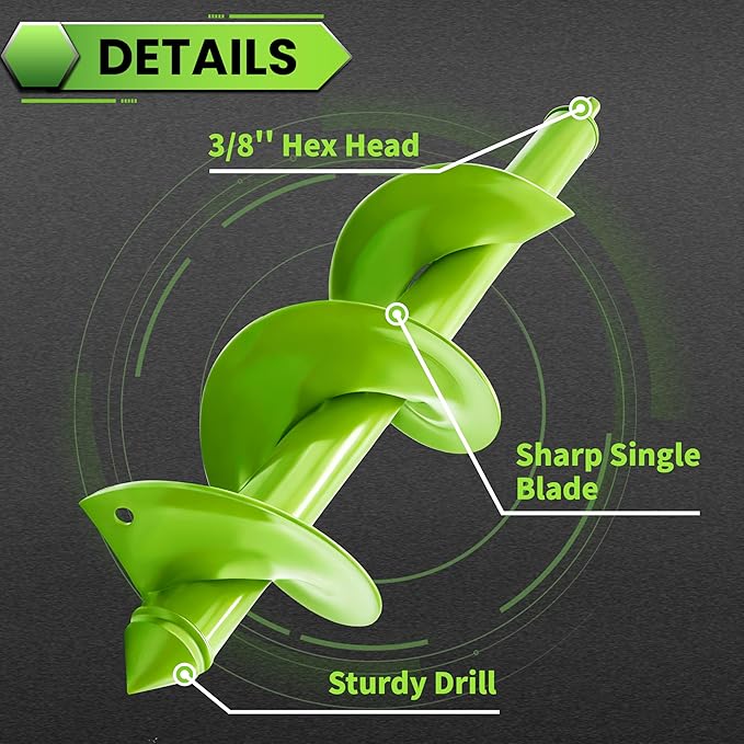 SYITCUN Auger Drill Bit for Planting - 4"X16" Heavy-Duty Garden Auger Spiral Drill Bit - Bulb Planter Tool & Auger Post Hole Digger - 3/8" Hex Drive Drill
