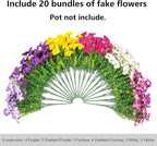 Artificial Flowers for Outdoors Decoration, 20 Bundles Faux Morning Glory with Eucalyptus Look Real UV Resistant Fake Plants Silk Flowers for Outside Yard Gardens Porch Patio Planter Home Urn, Mix
