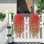 Fake Artificial Hanging Flowers for Outdoors Decoration, 2 PCS Faux UV Resistant Artificial Outdoor Flowers, Fake Plants Look Real Daisy No Fade Spring Decor for Porch Home Patio Balcony and Yard