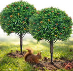 PATIO CHOICE Topiary Trees Artificial Outdoor Boxwood Ball Trees with Ground Spike Set of 2 22" Fake Outdoor Plants Faux Bushes and Shrubs Decorations for Outdoor Indoor Front Porch Garden