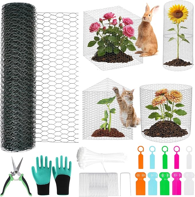 Plant Protectors from Animals, 32.8ftx16inch, DIY Cuttable Plant Cage for Vegetable Gardens, Tree Saplings & Potted Plants, Easy to Install Protection for Gardeners & Outdoor Growing (Black)