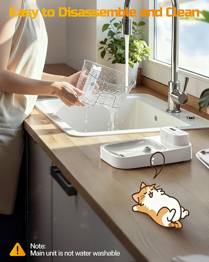 ODSD Cat Water Fountain, App Monitoring Wastewater Separation & No Filter Cotton, 5000mAh Battery & Plug-in Pet Water Fountain with 101oz/3L Automatic Water Dispenser for Cats Indoor, 2.4G Wi-Fi