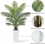 Garvee 5FT Artificial Palm Tree, Tall Faux Tropical Areca Plants with White Tall Planter, Fake Potted Tree with Lifelike Leaves for Indoor Living Room Bedroom Home Office Decor