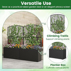 Giantex Raised Garden Bed with Trellis, 49'' Tall PE Rattan Planter Box w/Liner & Drainage, Metal Frame Privacy Screen for Vertical Climbing Plants, Vegetables & Flowers, Patio Balcony Gardening