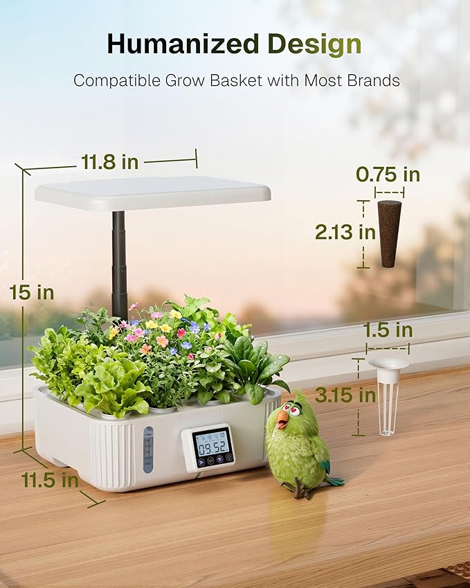 HBN Indoor Garden Hydroponics Growing System, 12 Pods Plant Germination Kit with LED Grow Light, LCD Touch Panel Quiet Automatic Hydroponic Height Adjustable - Grower Harvest Vegetable Lettuce