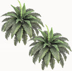 2 Pack Artificial Fern for Outdoors 33" Fake Boston Ferns Large Artificial Plants Faux Ferns for Front Porch Halls Indoors Gardens Churches Window Box Decorating