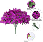 Fake Bougainvillea Artificial Flowers for Outdoors Spring Summer Decor, 4PCS Bougainvillea Outdoor Faux Plants Realistic Silk Flowers for Outside UV Resistant for Planter Patio Window Garden, Purple